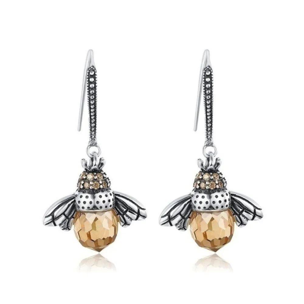 Bumblebee Faceted Amber ZirconiaโFashion Earrings